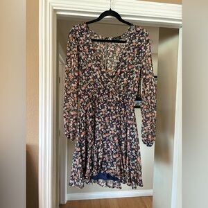 Trixxi Floral Print Dress with Long Sleeves